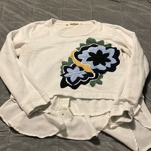 White Floral Blouse with Flowy Bottom